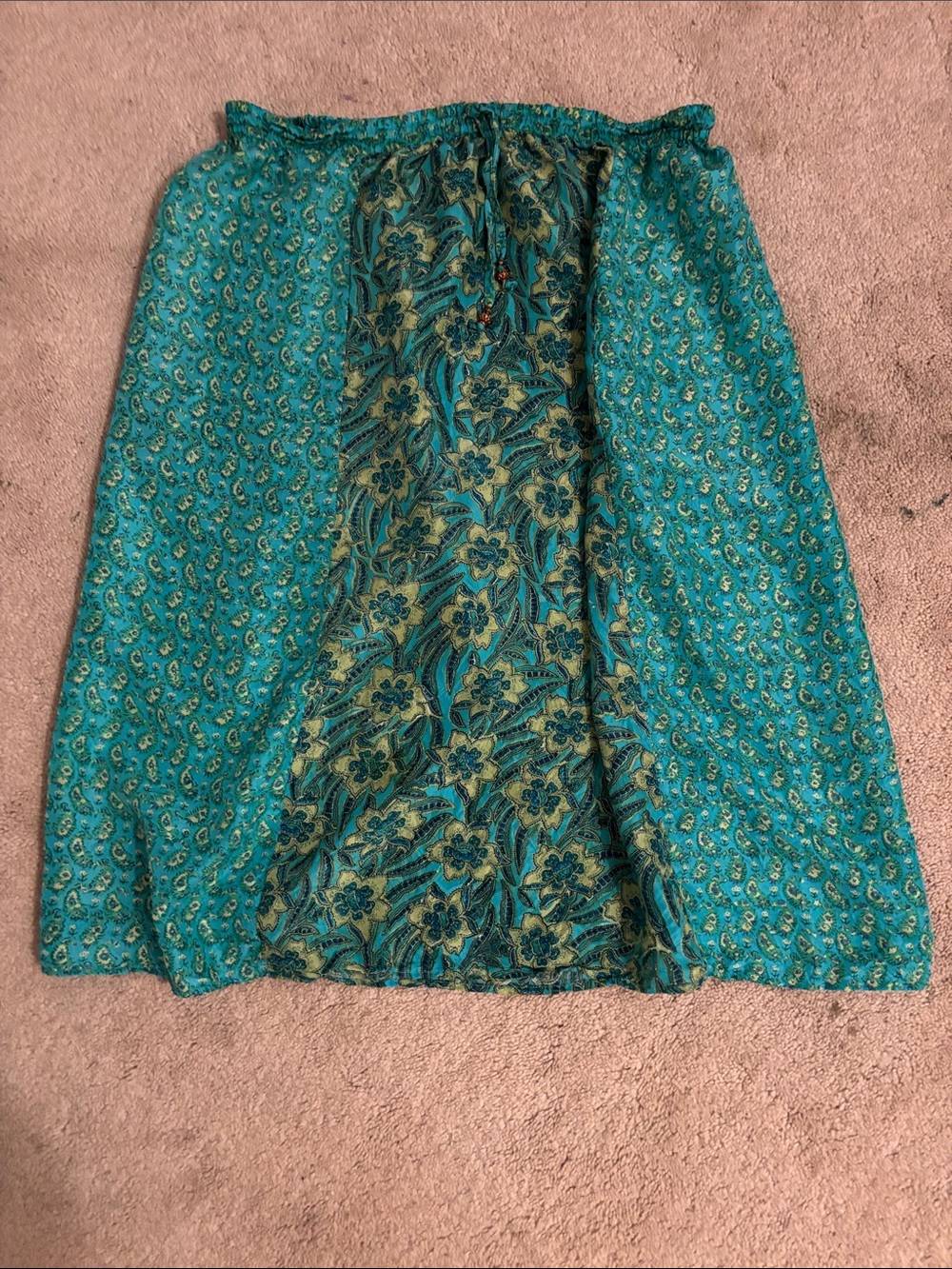 Susan Bristol Teal Floral Midi Skirt
